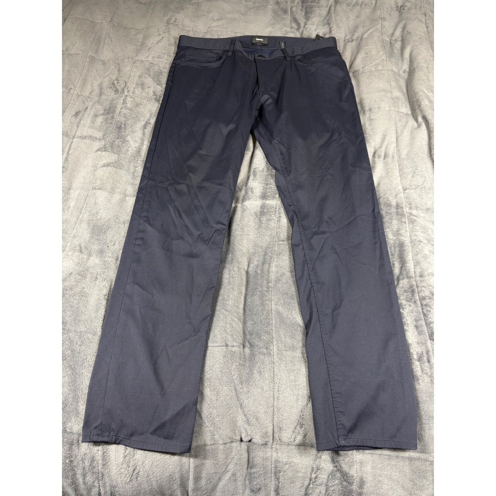 Theory Raffi Slim Fit Ascend Tech Pants Mens 36 Navy Blue Nylon Stretch H117211R